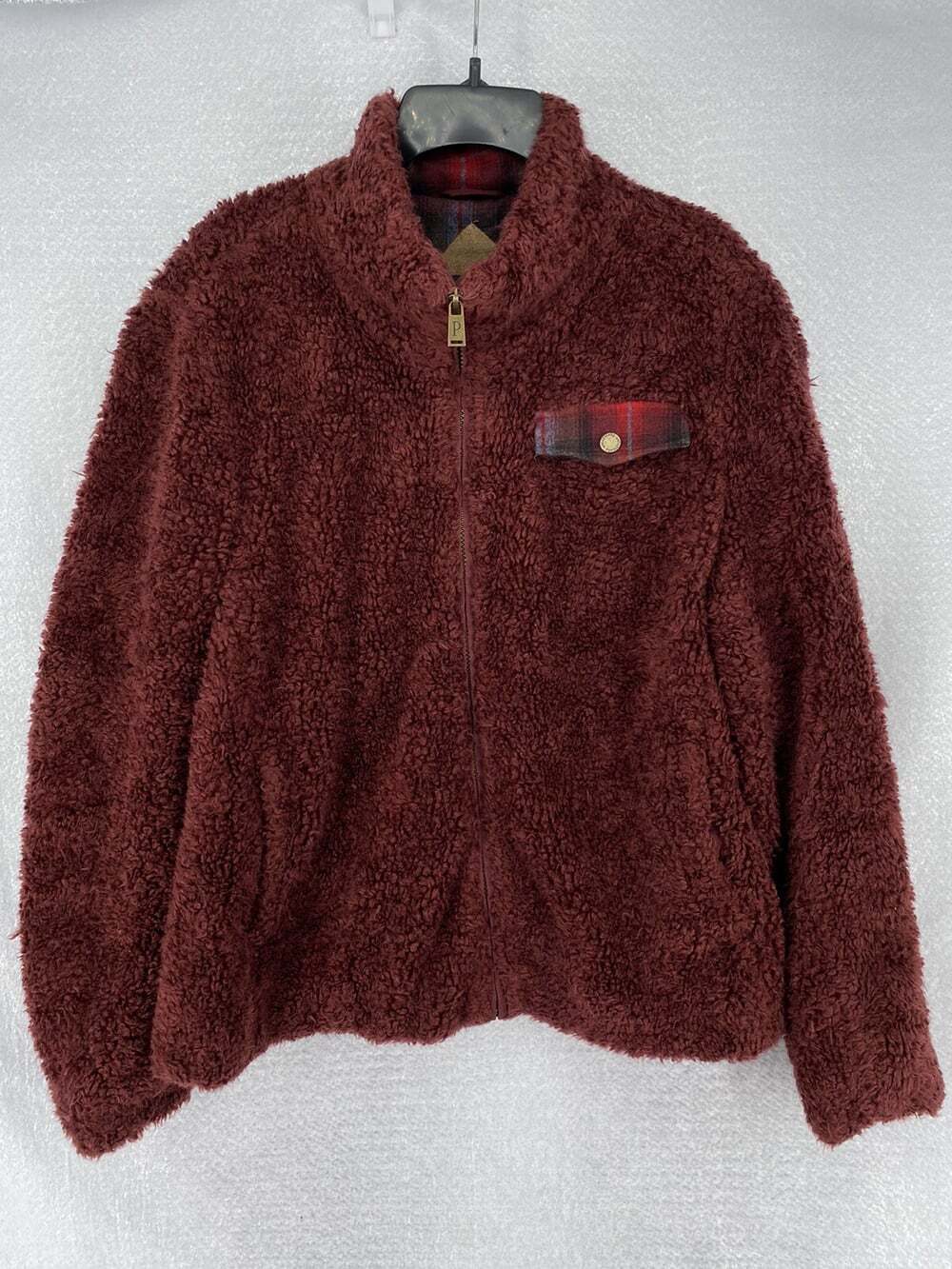 Pendleton Women’s Large Red Sherpa / Teddy Coat - Zip Up Jacket - Wool